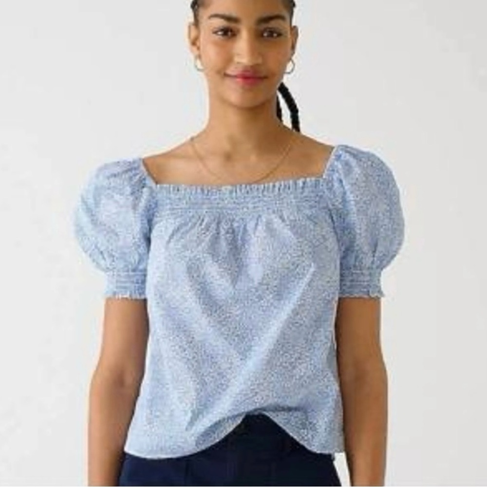 J.Crew Puff-sleeve Top in Liberty® Jacqueline's Blossom Organic Cotton, Size XL